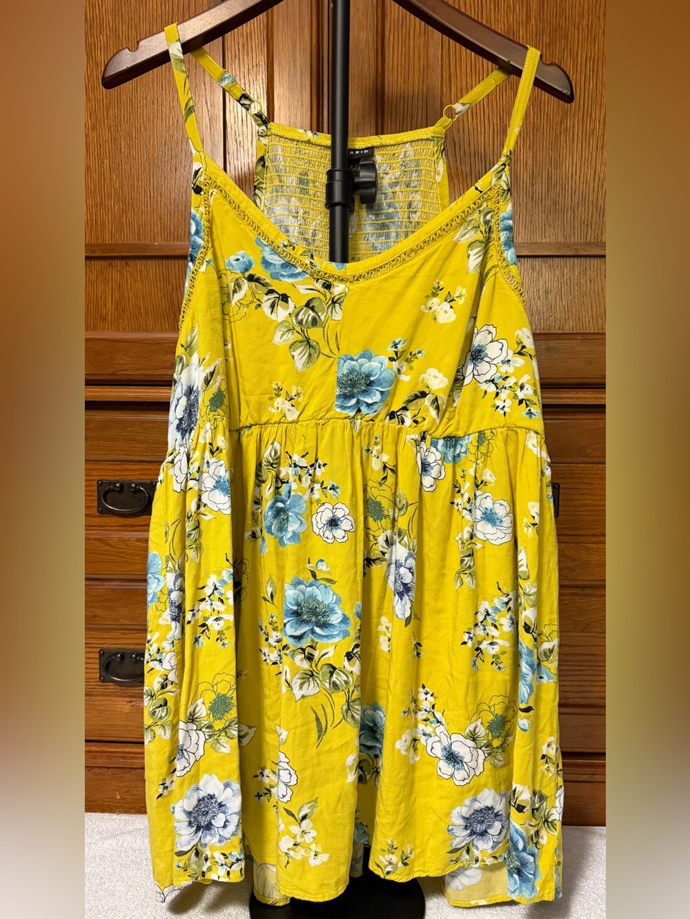 Torrid Floral Smocked Strappy Babydoll Cami Tank Top Boho Layer Sweetheart Neck